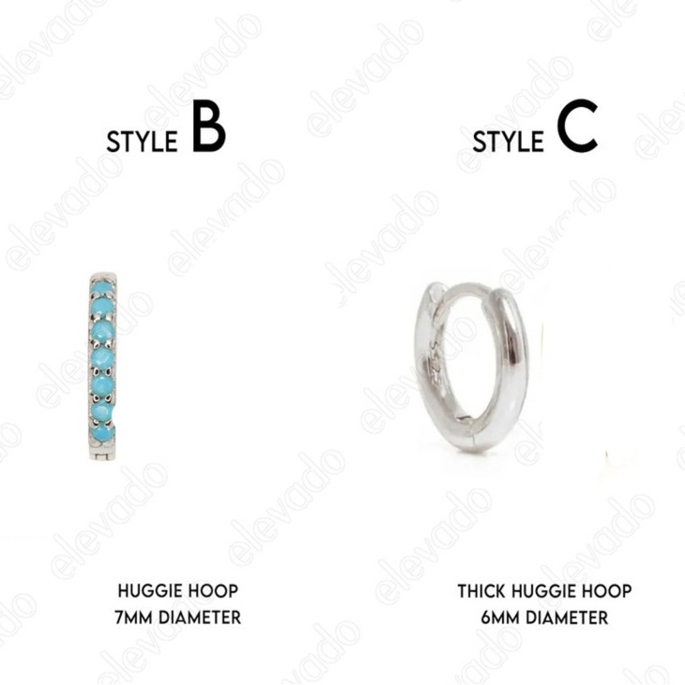 NWOT Silver and Turquoise Huggie Hoop Earrings